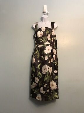 Floral A-Line Skirt in Black and Green